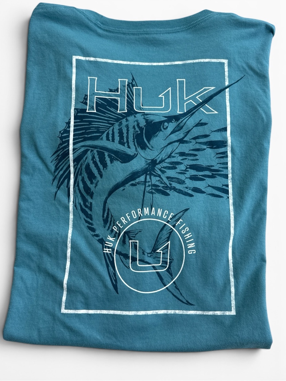 HUK Men’s Sail Away Performance Tee Shirt - Teal - Size 3XL - NWOT
